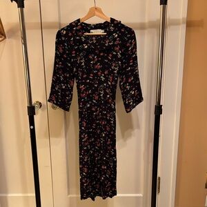 Chic Black Floral Long Sleeve Dress